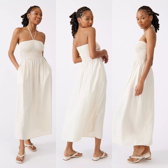 Urban Outfitters Dresses & Skirts - Urban Renewal Eco Linen Smocked Convertible Halter Tube Maxi Dress